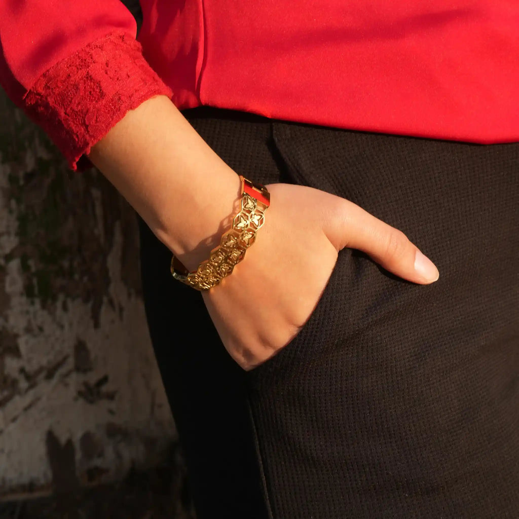Honeywing Bracelet – Gold-Tone Butterfly Cutwork Cuff Bracelet