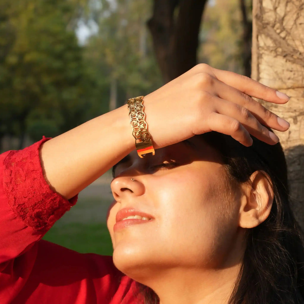 Honeywing Bracelet – Gold-Tone Butterfly Cutwork Cuff Bracelet