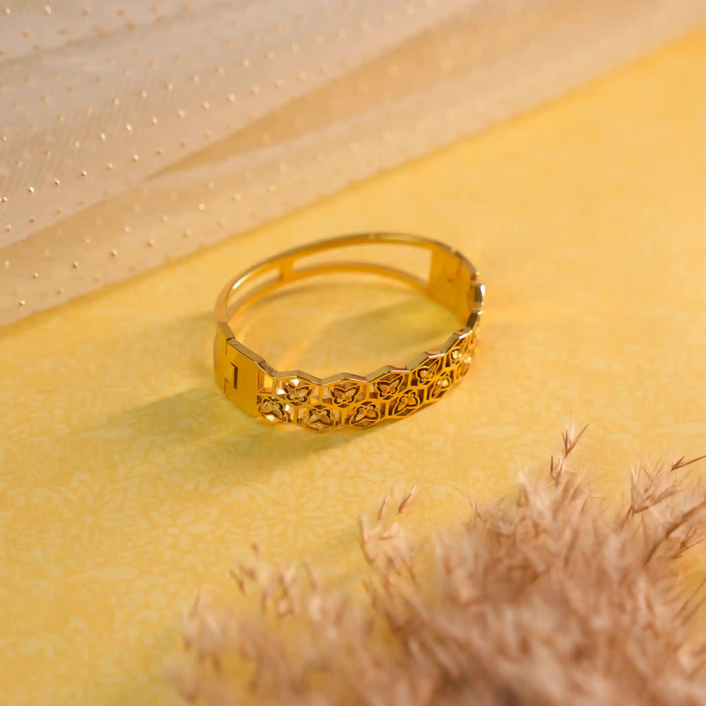 Honeywing Bracelet – Gold-Tone Butterfly Cutwork Cuff Bracelet