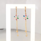 Rainbow Blossom Gold-Plated Dangler Earrings