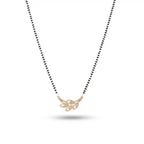 Leafshine Gold-Plated Mangalsutra – Dual-Leaf Pendant with Crystal Stones