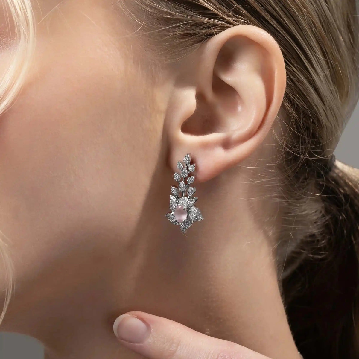 Liora Rosé Necklace – American Diamond Vine Necklace & Earring Set for Women