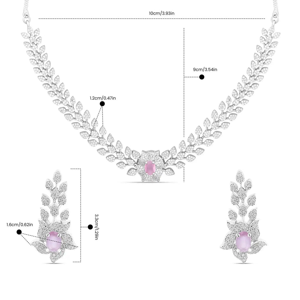 Liora Rosé Necklace – American Diamond Vine Necklace & Earring Set for Women