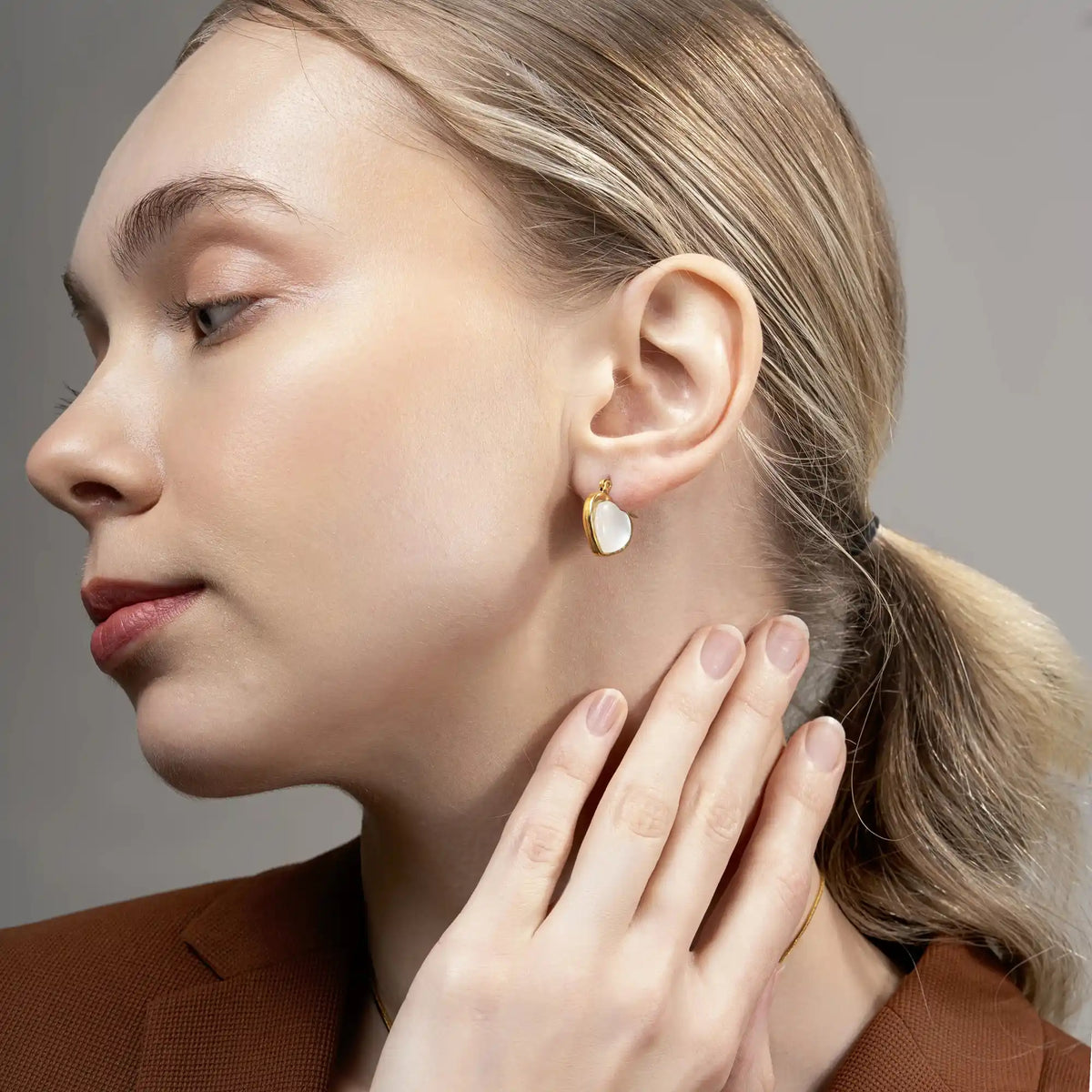 Moonlight Heart Drop Earrings | Romantic Gold Heart Earrings