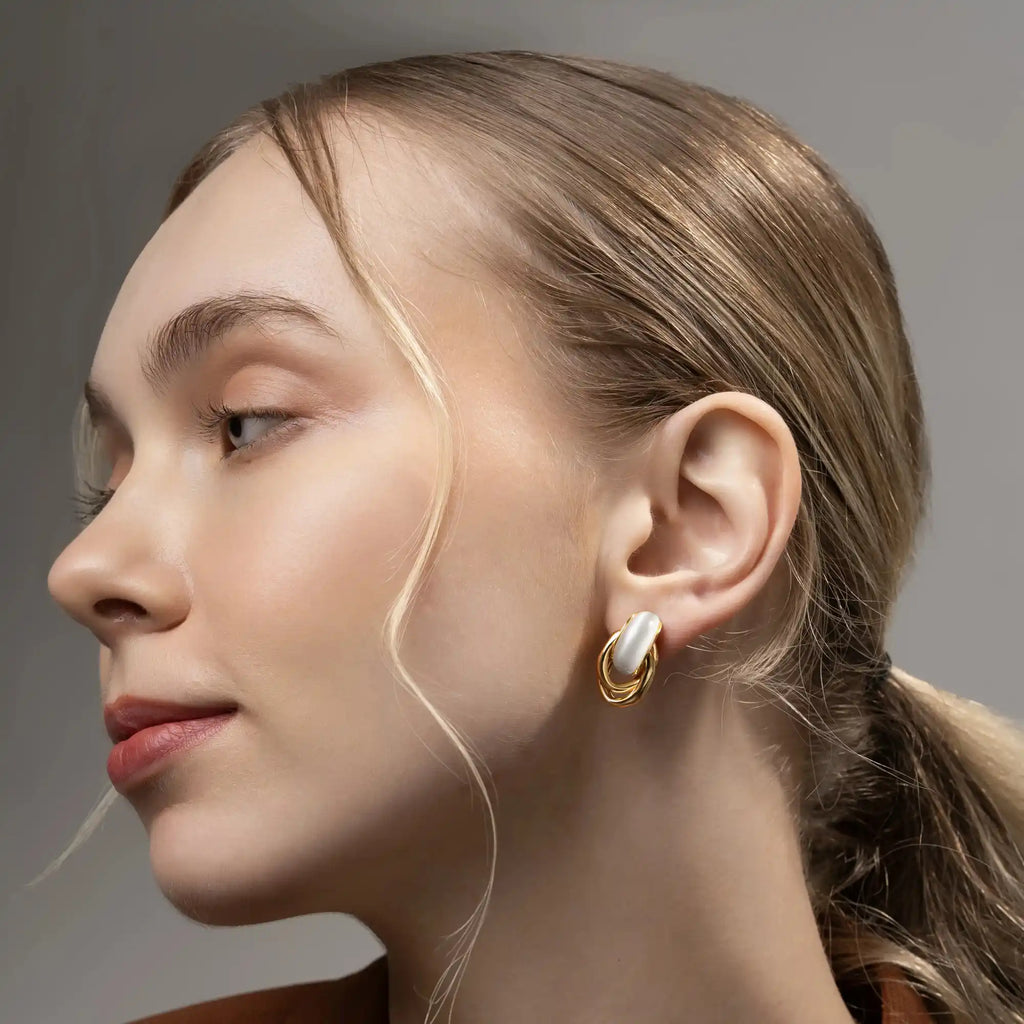 Opaline Loop Earrings | Layered Gold Loop Earrings