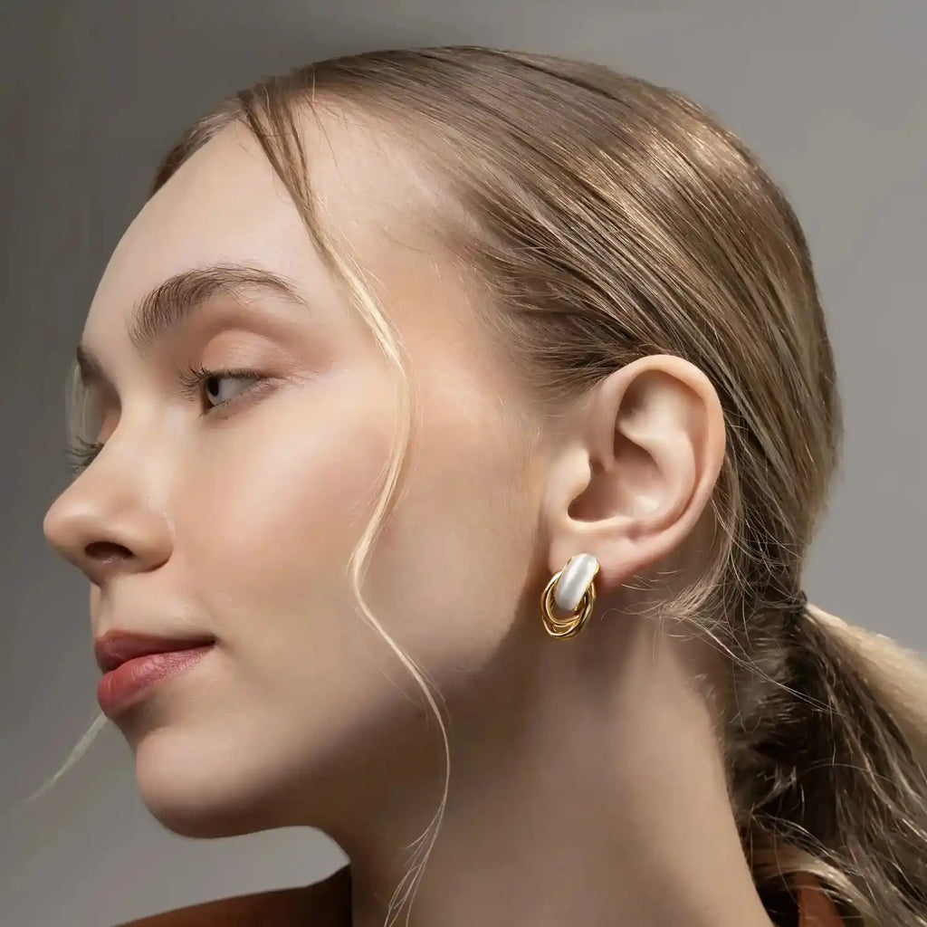 Opaline Loop Earrings | Layered Gold Loop Earrings