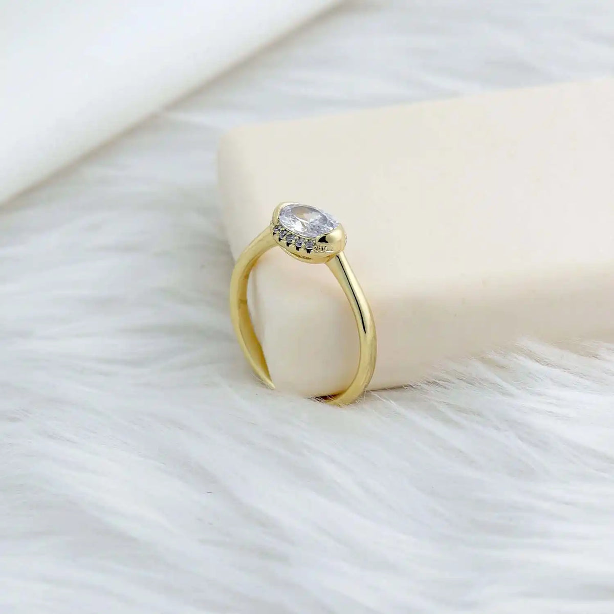 Oval Solitaire Ring | Minimalist Oval Gemstone Ring for Women