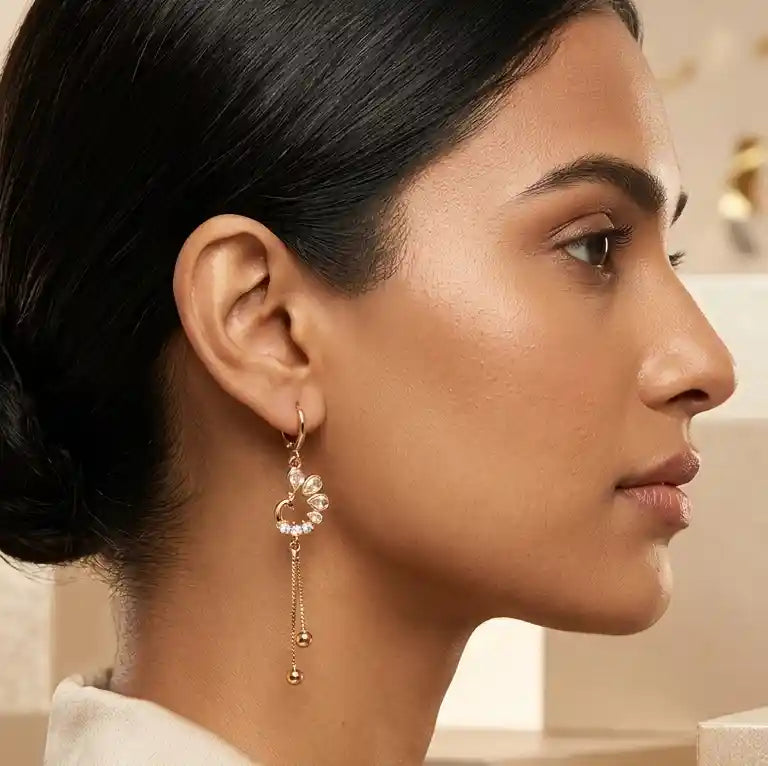 Gold Peacock Earrings