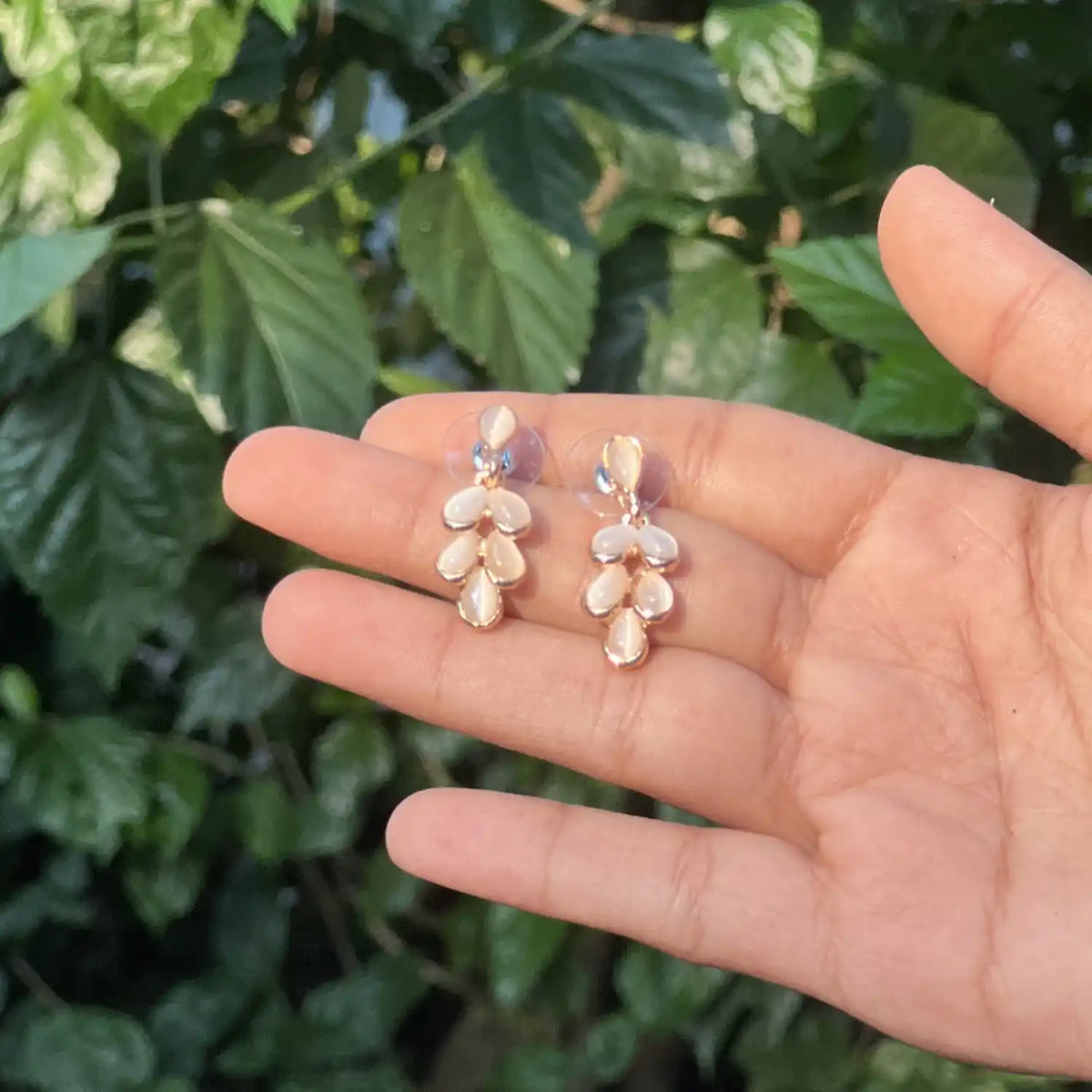 Petal Earrings | Pink Stone Floral Drop Earrings for Women
