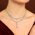 Pink Teardrop Necklace Set