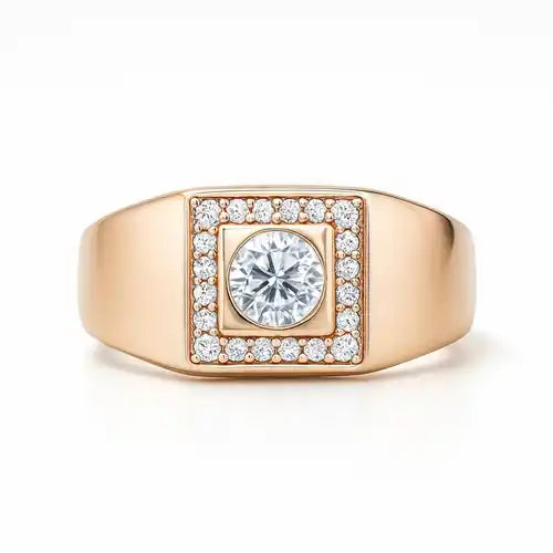 Regal Gold Ring | Solitaire Crystal Halo Ring for Women