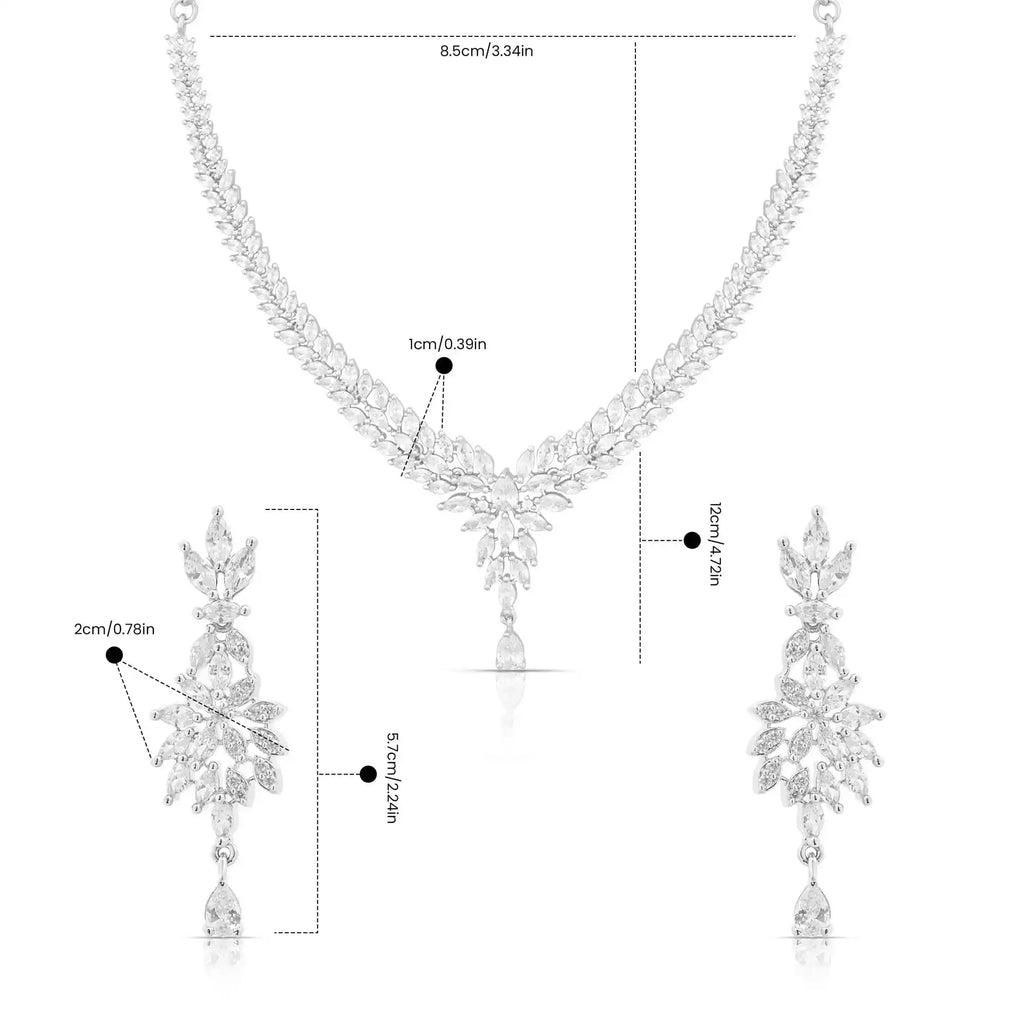 Sapphire Frost Set – American Diamond Necklace & Earring Set for Women