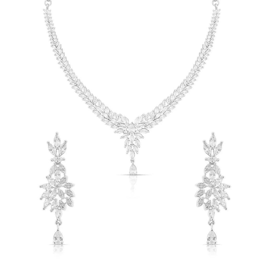 Sapphire Frost Set – American Diamond Necklace & Earring Set for Women