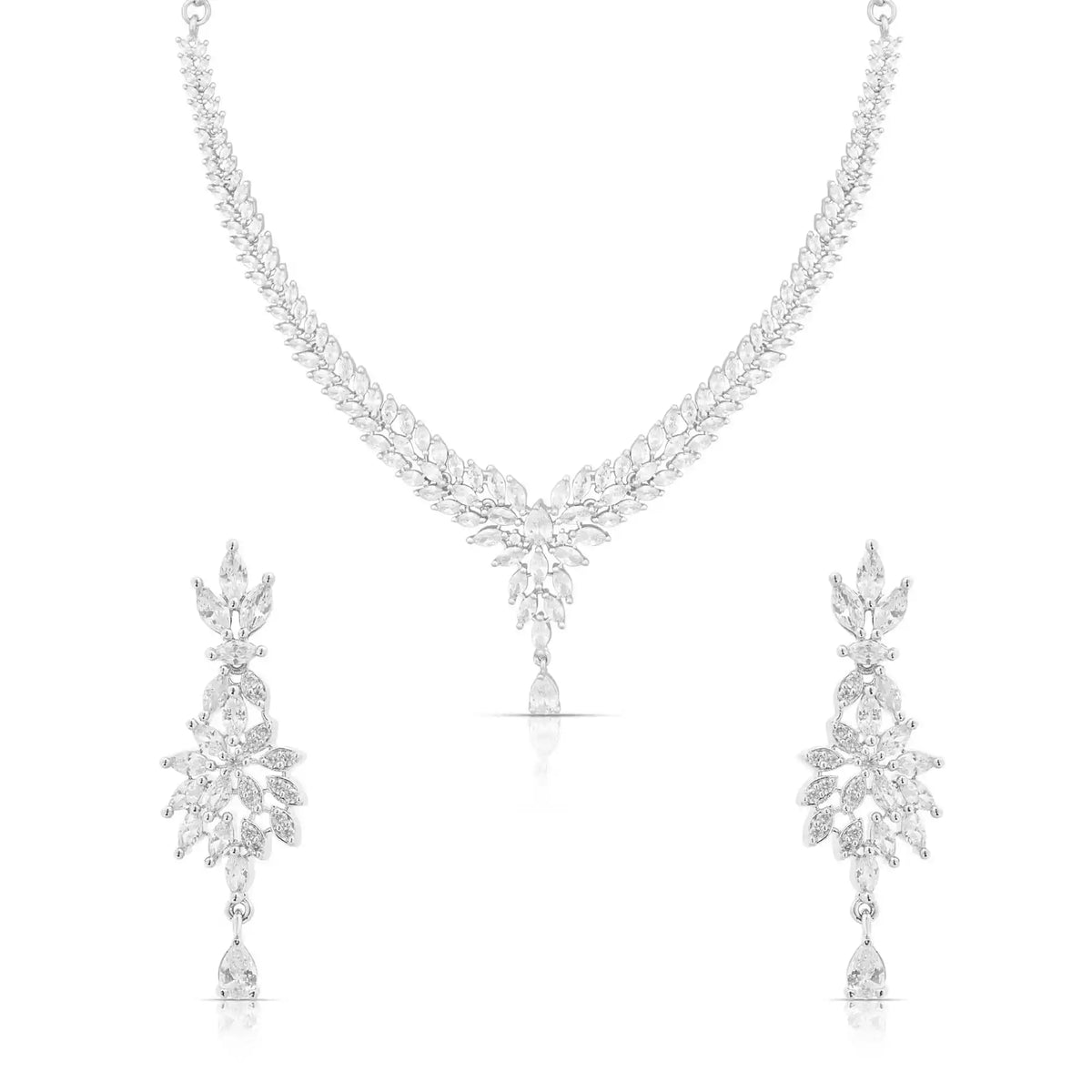 Sapphire Frost Set – American Diamond Necklace & Earring Set for Women