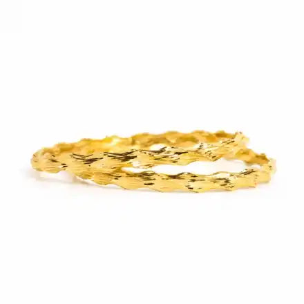 SparkCut Bangles – Gold Cut-Texture Stackable Bangles