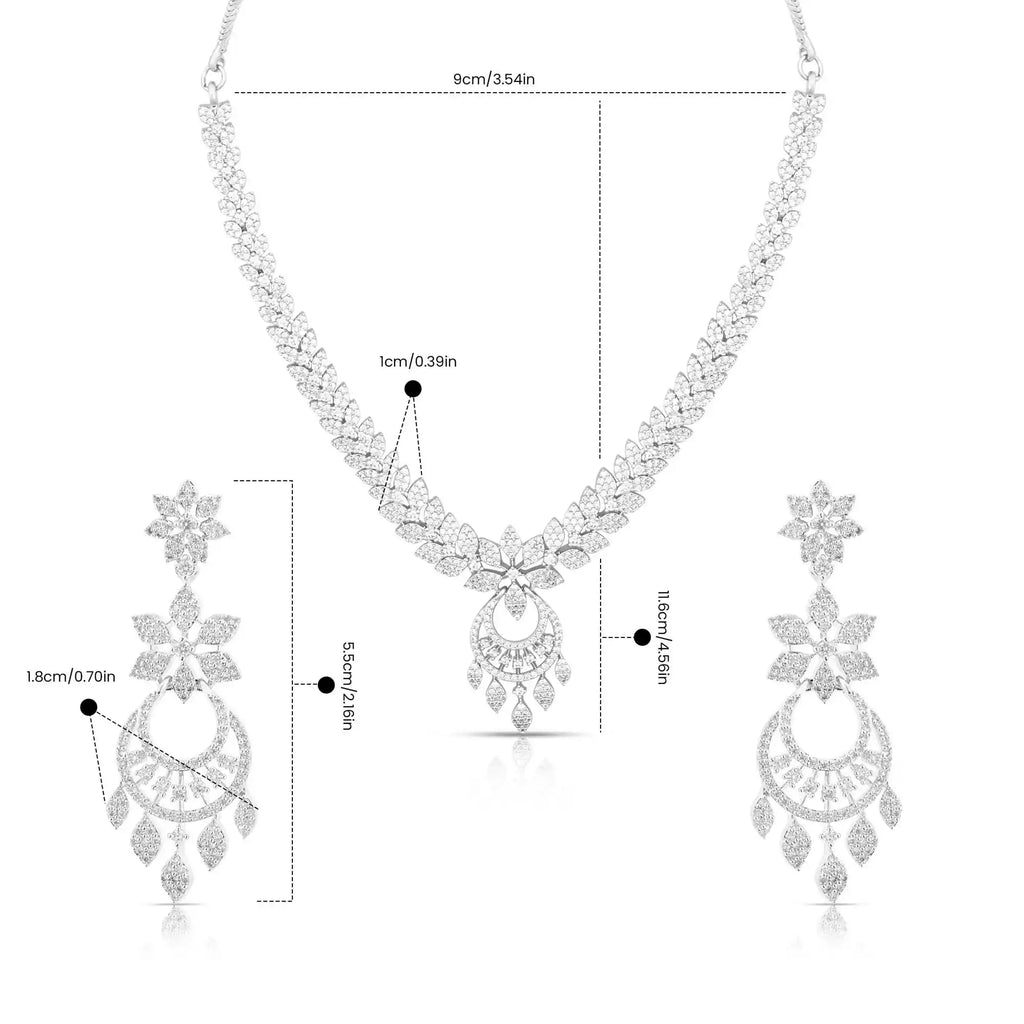 Starlume Chandelier Set – American Diamond Floral Necklace & Earring Set for Women