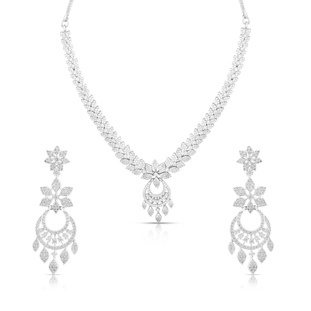 Starlume Chandelier Set – American Diamond Floral Necklace & Earring Set for Women
