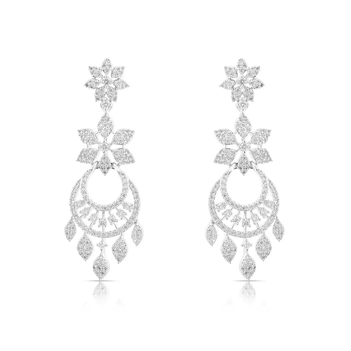 Starlume Chandelier Set – American Diamond Floral Necklace & Earring Set for Women