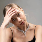 Velora V Cascade – American Diamond V-Cascade Necklace & Earring Set for Women | Silver Plated