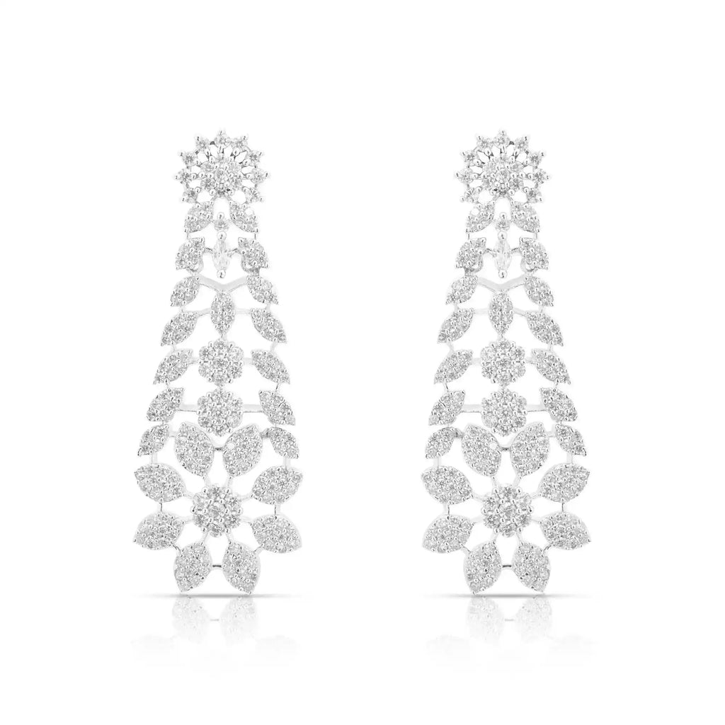 Velora V Cascade – American Diamond V-Cascade Necklace & Earring Set for Women | Silver Plated