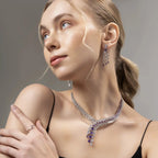 Violet Royale Set – American Diamond Y-Drop Necklace & Earring Set for Women