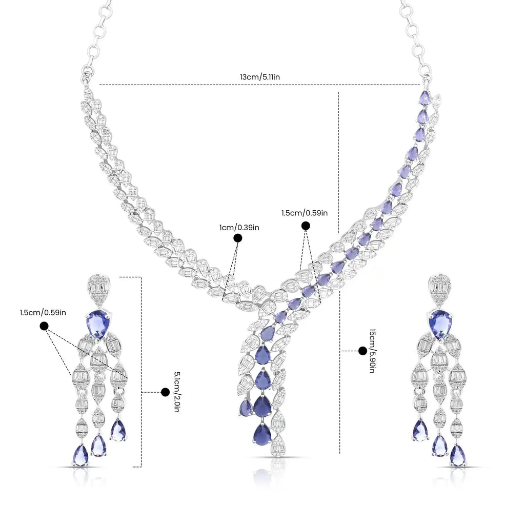 Violet Royale Set – American Diamond Y-Drop Necklace & Earring Set for Women