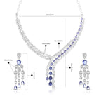 Violet Royale Set – American Diamond Y-Drop Necklace & Earring Set for Women