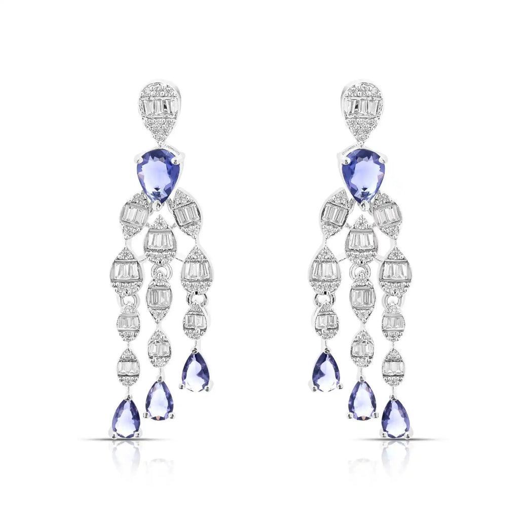 Violet Royale Set – American Diamond Y-Drop Necklace & Earring Set for Women