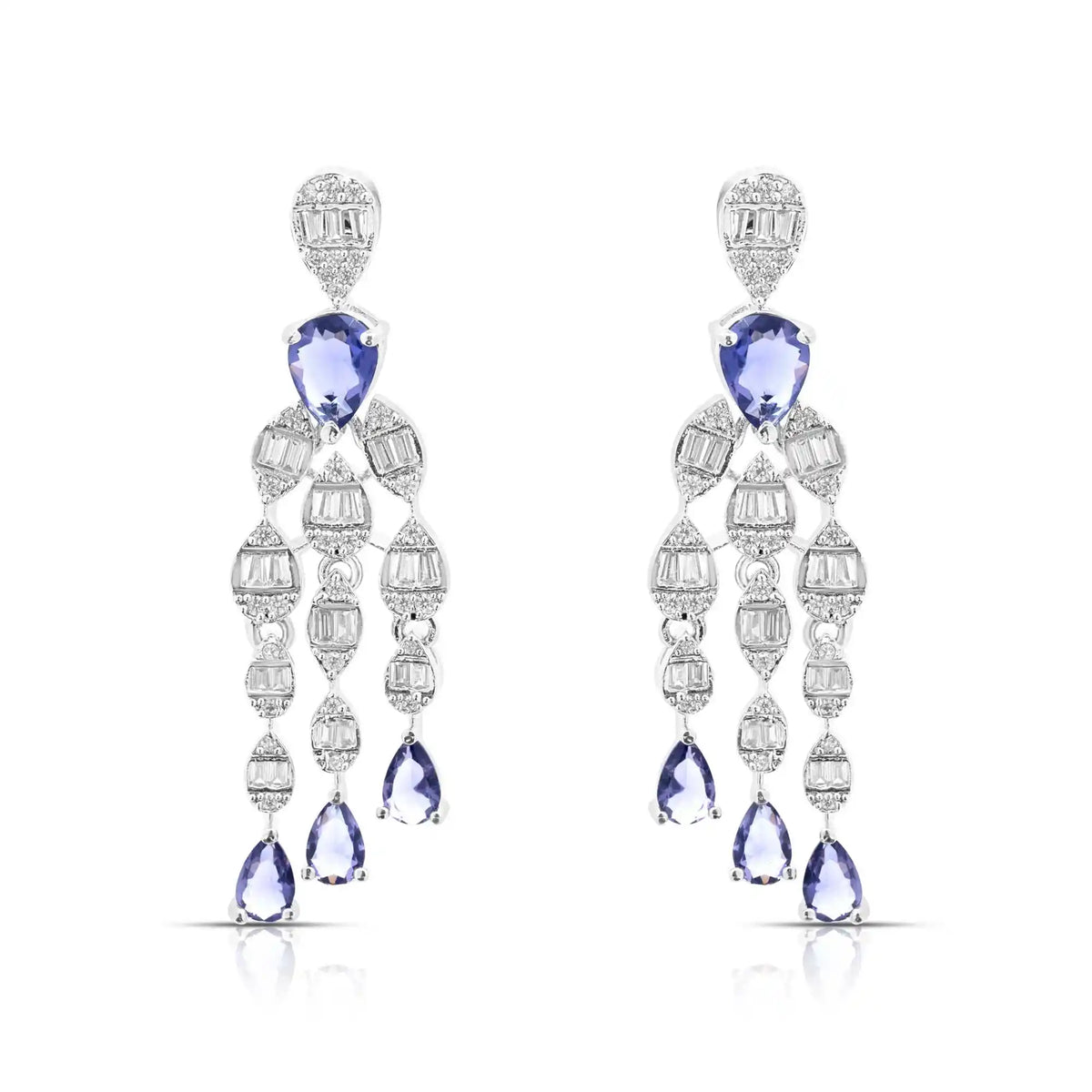 Violet Royale Set – American Diamond Y-Drop Necklace & Earring Set for Women