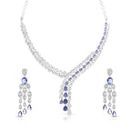Violet Royale Set – American Diamond Y-Drop Necklace & Earring Set for Women