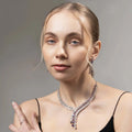 Violet Royale Set – American Diamond Y-Drop Necklace & Earring Set for Women
