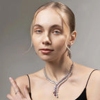 Violet Royale Set – American Diamond Y-Drop Necklace & Earring Set for Women