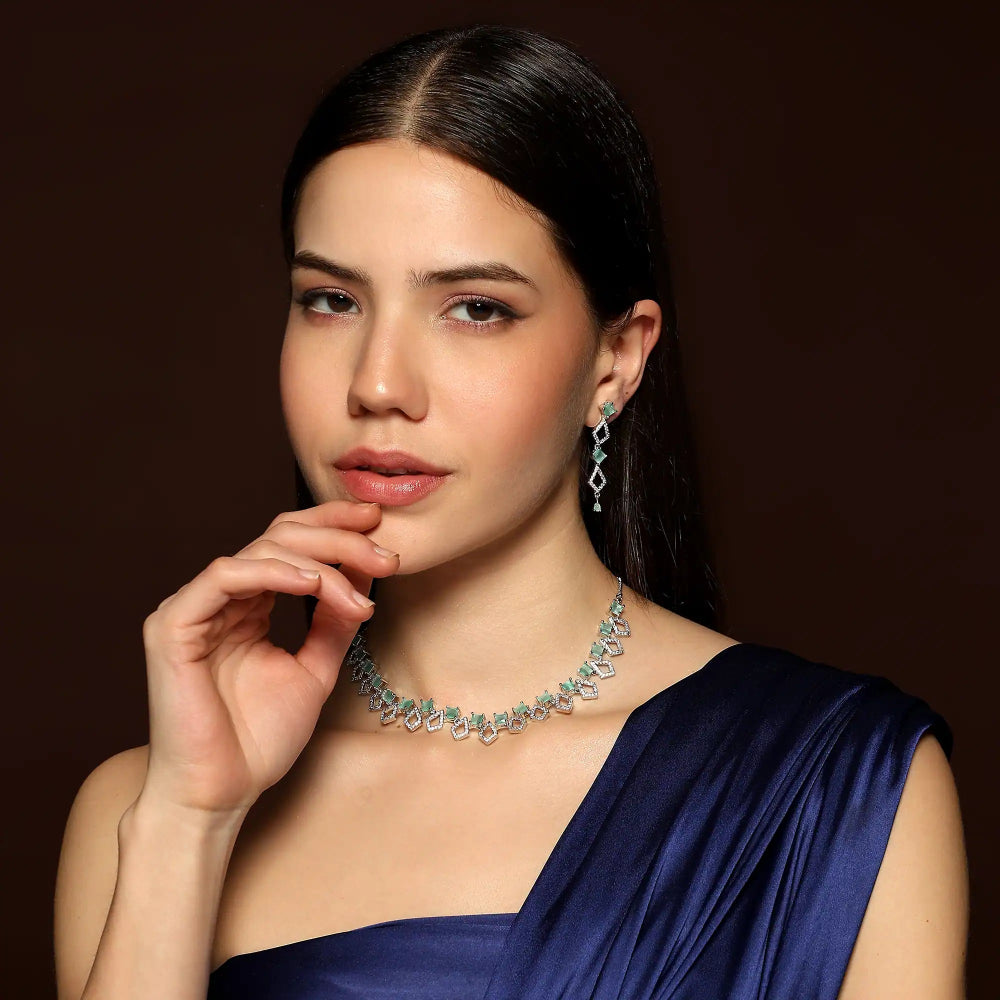 mint green necklace set