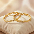 ZigZag Zest Bangles | Gold-Plated Brass Chevron Pattern Bangles for Women