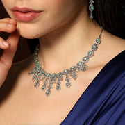 Seraphine Drop Necklace Set with Earrings | Elegant Mint Green Jewellery
