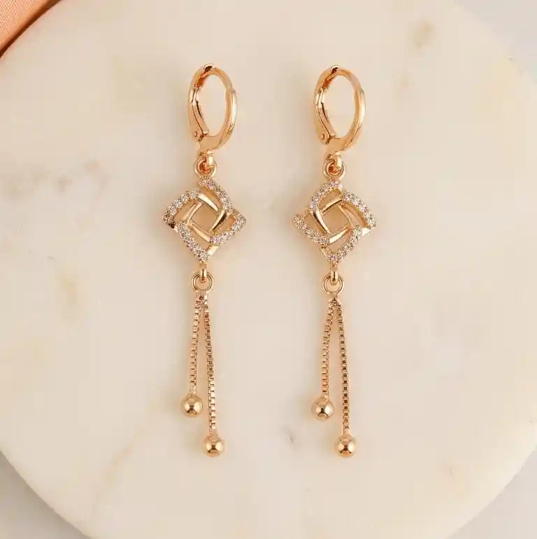 Diamond Square Drop Earrings