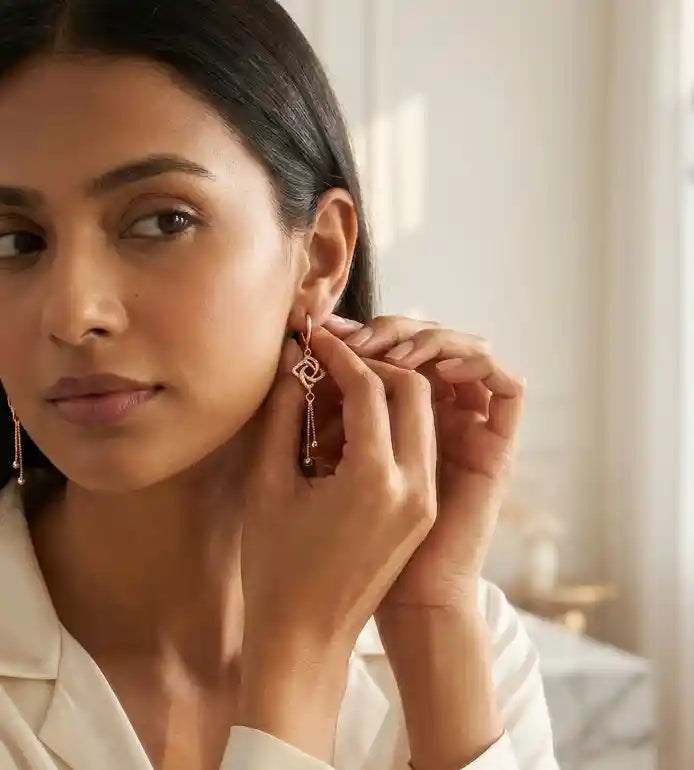 Diamond Square Drop Earrings