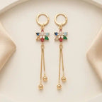 Rainbow Blossom Gold-Plated Dangler Earrings