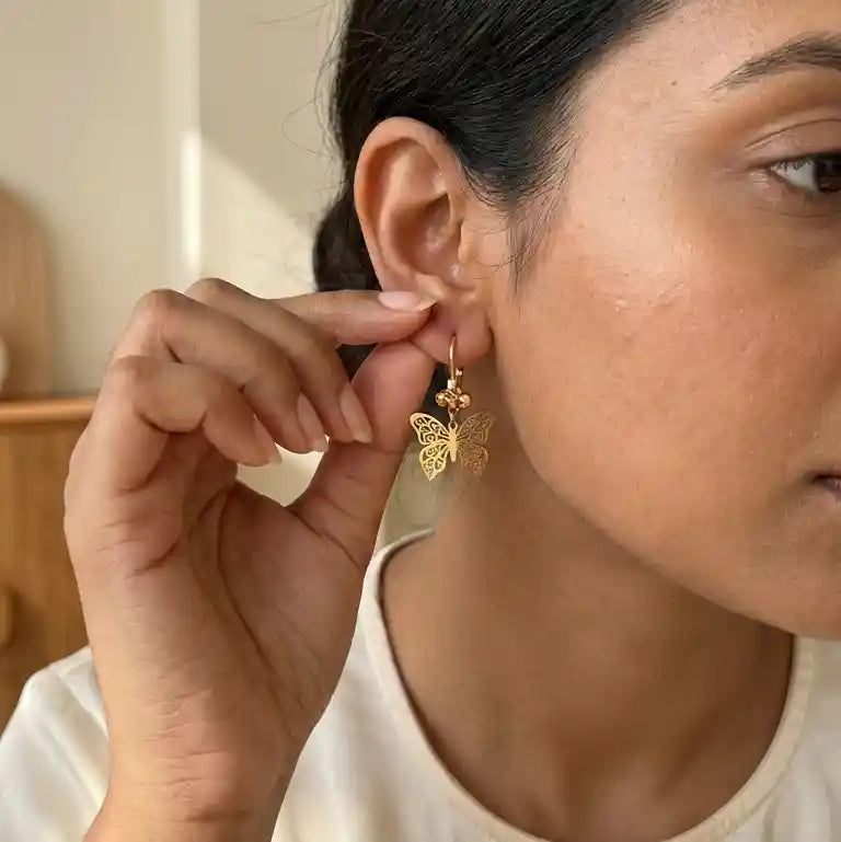 Golden-Plated Butterfly Earrings