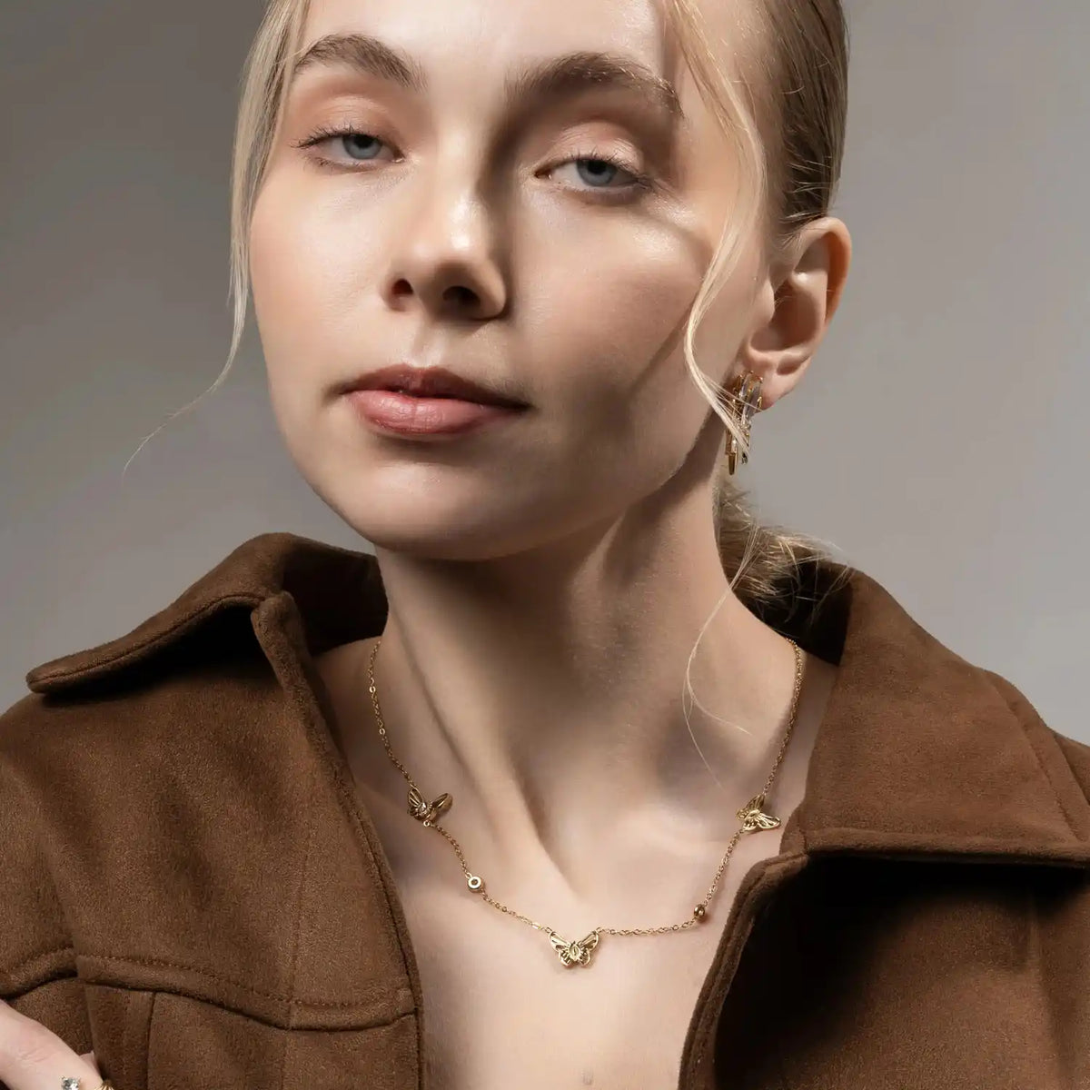 Multiple Butterfly Pendant Necklace for Women – Gold Plated Minimal Chain