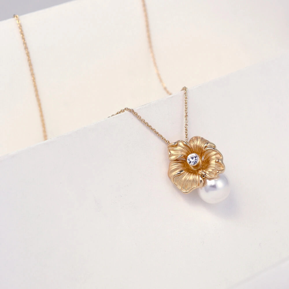 Gold Floral Pearl Jewelry Set