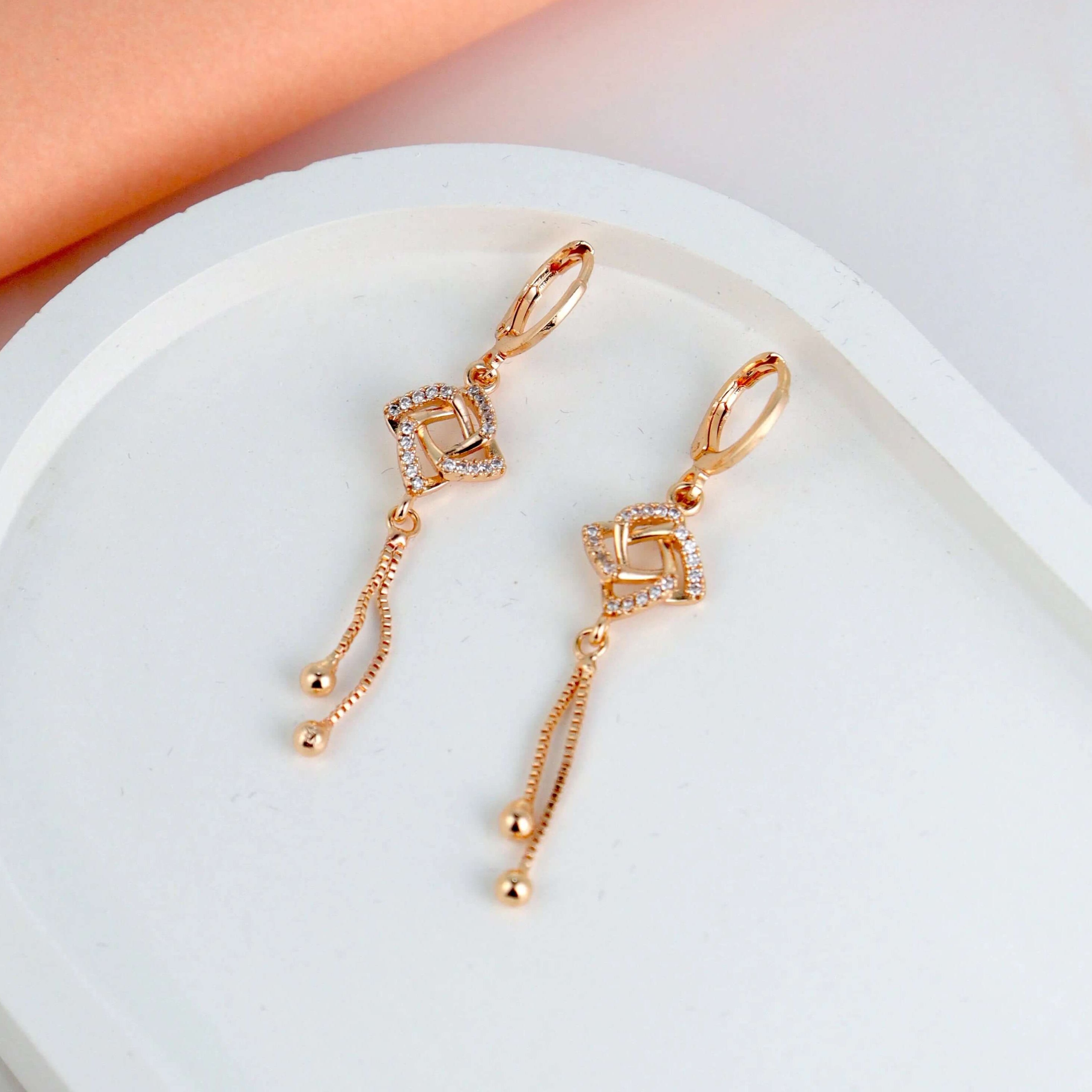 Diamond Square Drop Earrings - Own It Pure