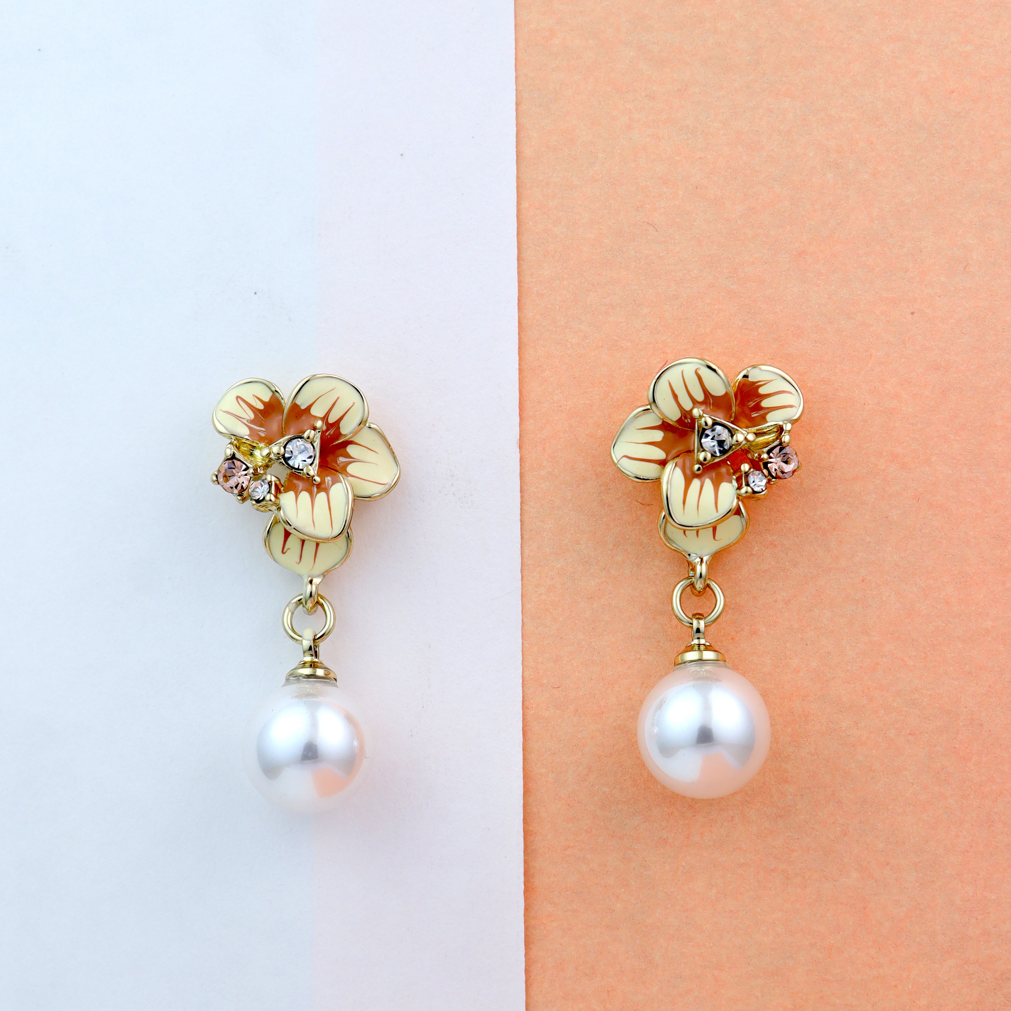Floral Pearl Drop Earrings