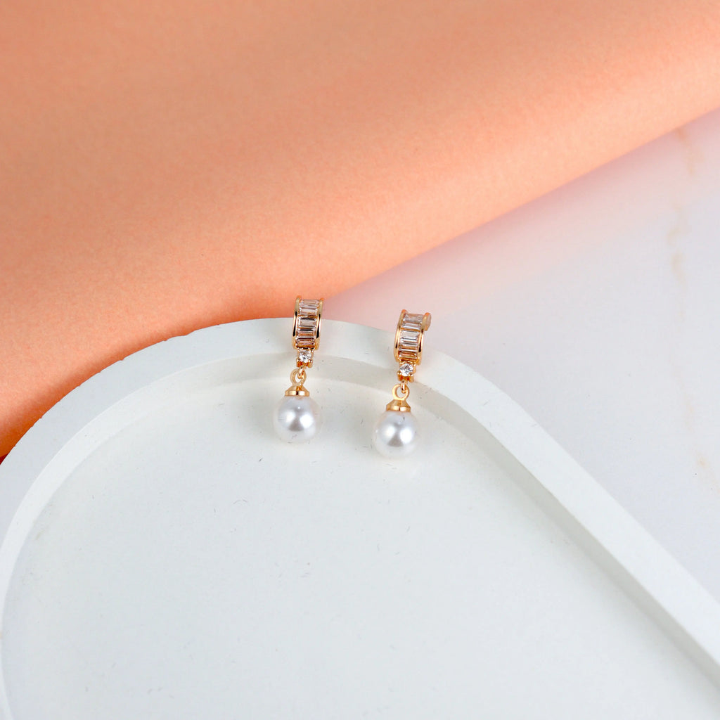 Pearl & Pave Drop Earrings - Own It Pure