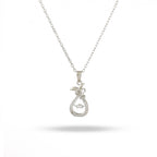 Silver necklace with a pendant on a white background