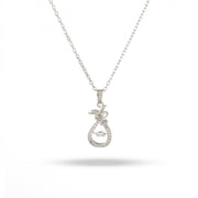 Silver necklace with a pendant on a white background