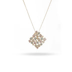 Necklace with a square pendant featuring small stones on a white background