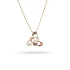 Gold necklace with a unique pendant on a white background