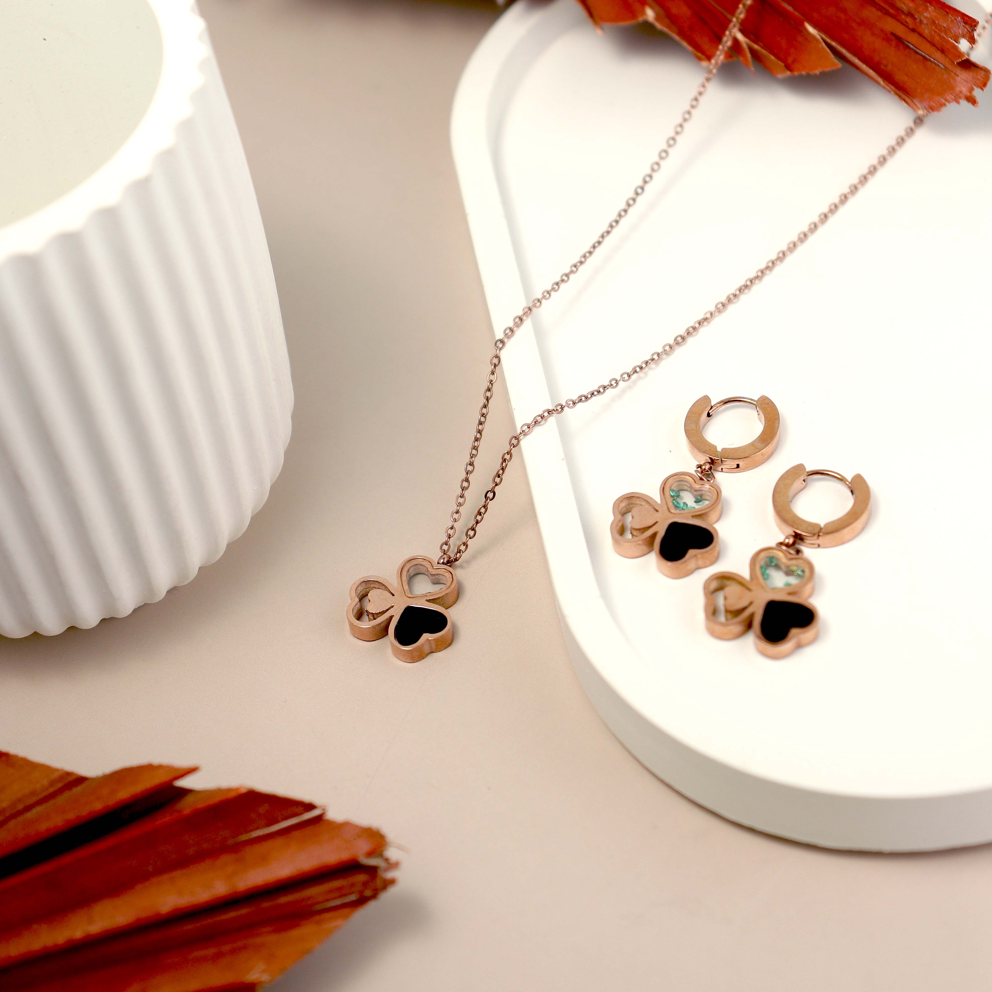 Rose Clover Charm Set