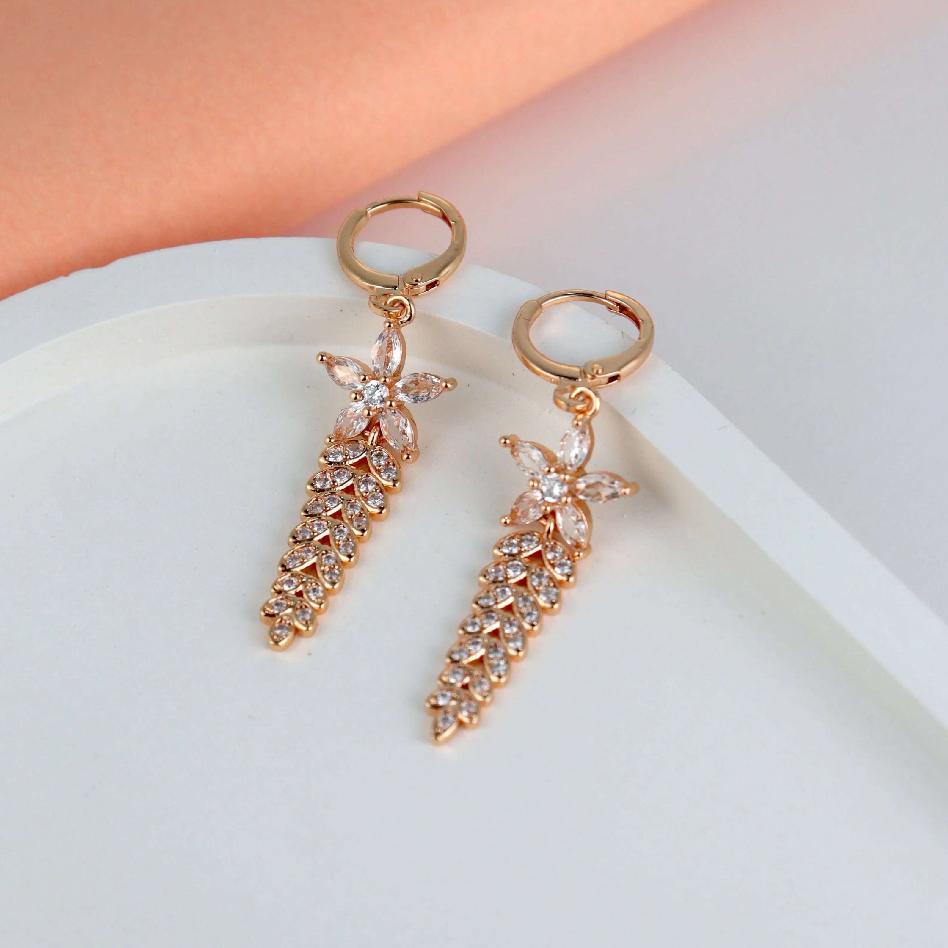 Floral Diamond Drop Earrings - Own It Pure